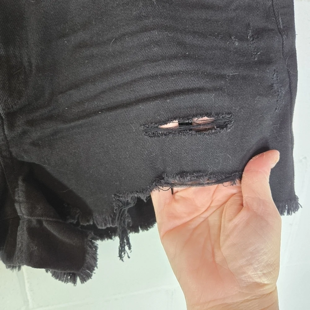 Aerie black distressed denim jean shorts new